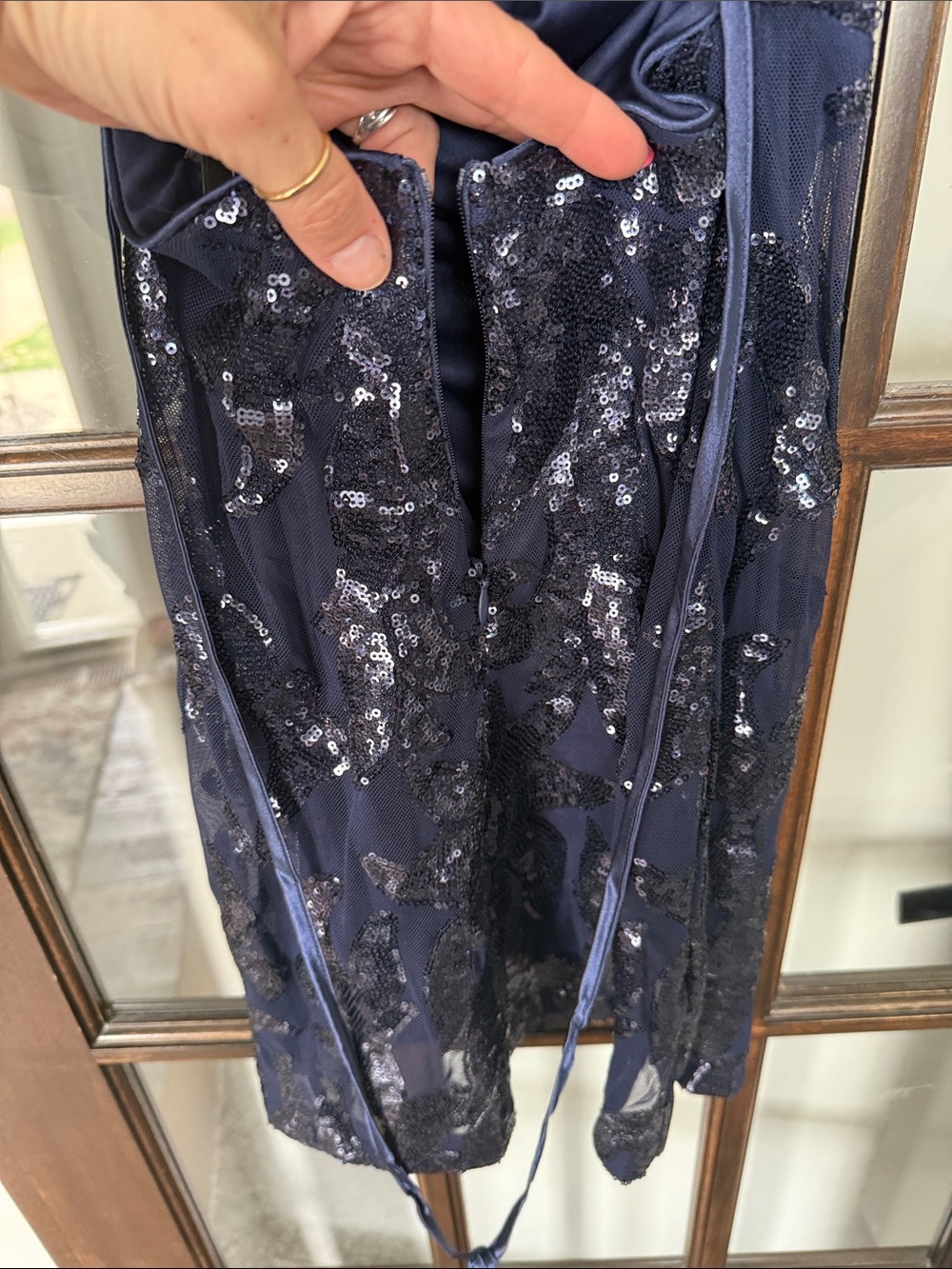 NWT - Lulu's Small Navy Sequin Strappy Mini Dress - Picture 10 of 11